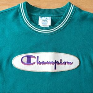 Vintage Champion Reverse Weave Crew Neck Sweatshirt Embroidered Logo Size: Large